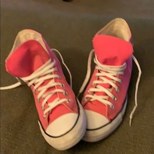 Pink converse all star high tops